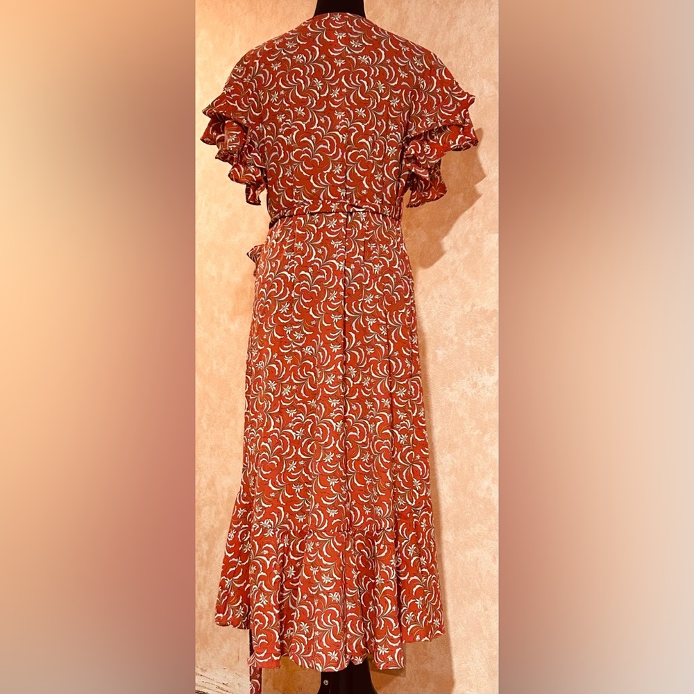 Max Studio Ruffle Crepe High/Low Wrap Midi Dress - Picture 10 of 15